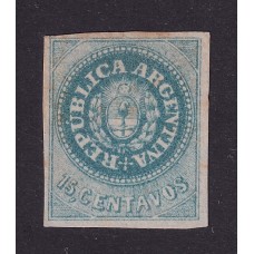 ARGENTINA 1862 GJ 09a ESCUDITO de 15 Cts. ESTAMPILLA NUEVA EJEMPLAR CON VARIEDAD 8 ANGULOS CORTADOS CON FIRMA DE DON VICTOR KNEITSCHEL MUY RARO U$ 450